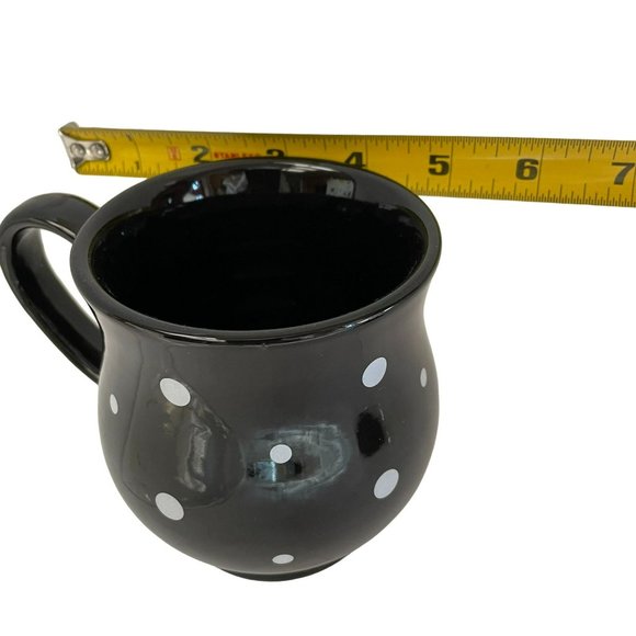 Temptations by tara Coffee & Tea Mug Cup Black Polka Dot 16oz Size 4.5"L x 4.9" - Picture 4 of 6